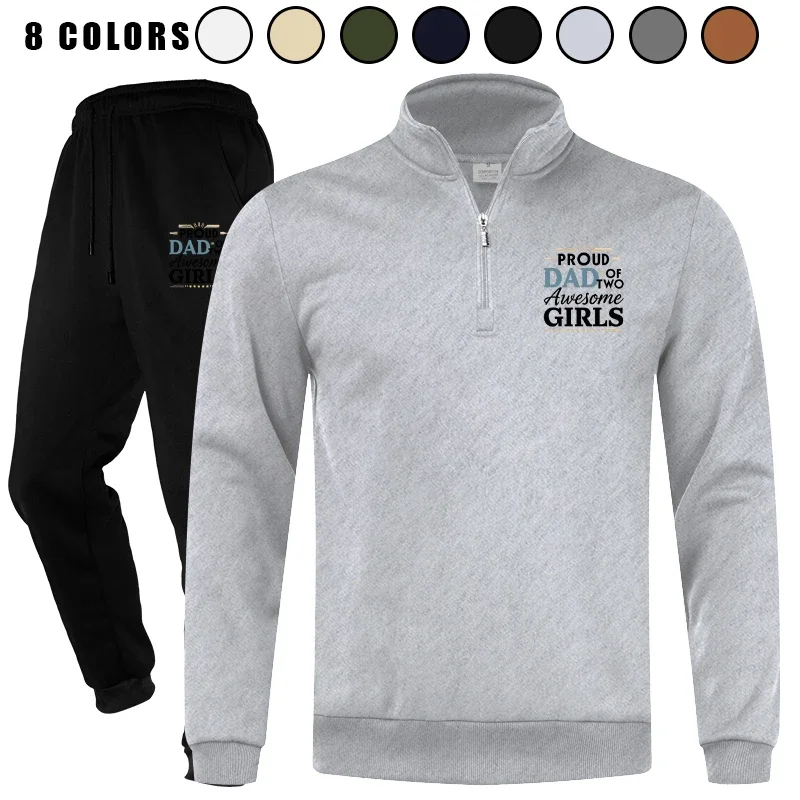 

Men's 2 Piece Long Sleeve Polo Athletic Quarter Zip Casual Sports Tracksuit Set Jogging Outfits