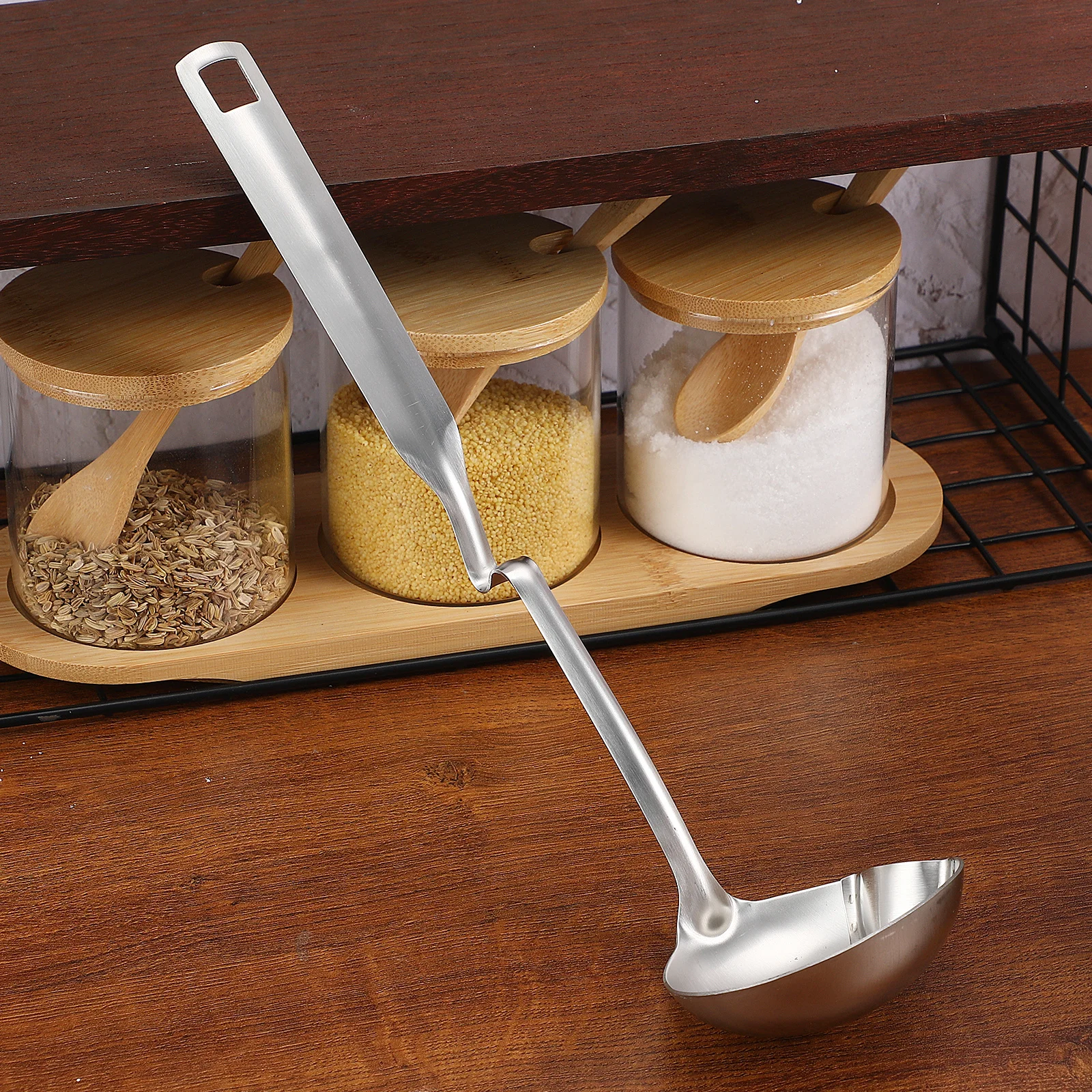 

Stainless Steel Oil Skimmer Long Handle Soup Ladle With Filter Hole For Hot Pot Oil Separation Kitchen Cookware Tool Soup Spoon