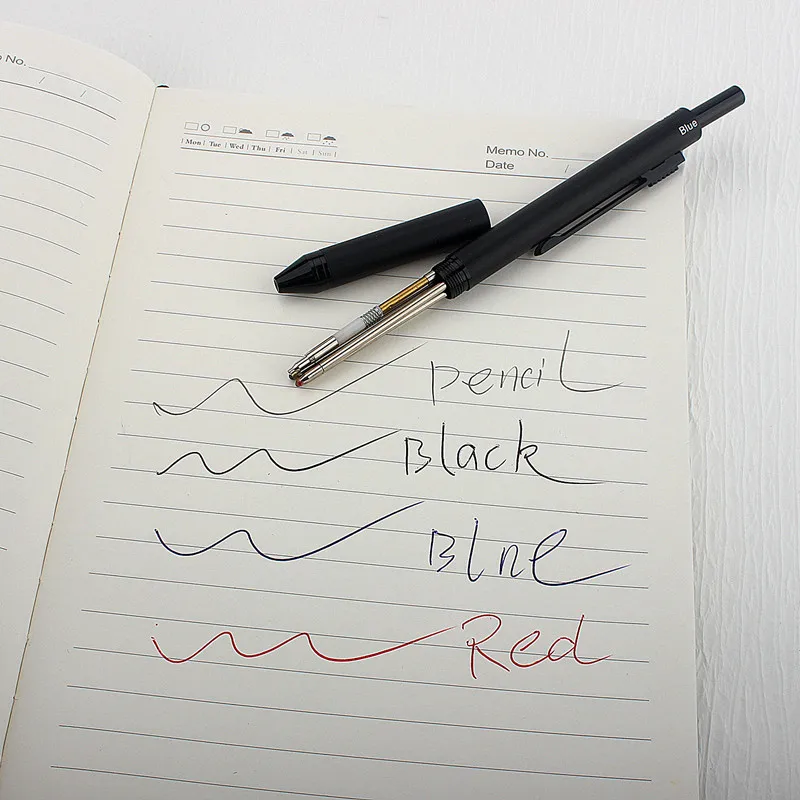 4 In 1 Multicolor Ballpoint Pen Set Metal Multifunctional Pen & Pen  0.7mm Black Blue Red Refill 0.5mm Automatic Pencil