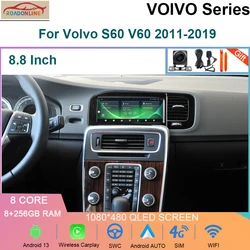 Android 13 8.8 Inch  8 Core 8+256GB For Volvo S60 V60 2011-2019 Car Radio Player Carplay Navigation GPS WIFI 4G