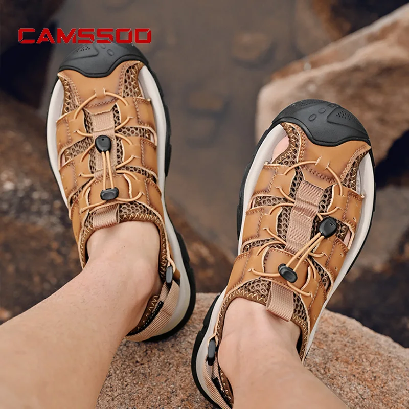 CAMSSOO Outdoor Men's Upstream Shoes Breathable Summer Aqua Shoes men Rubber Air Mesh Sandals Wading Quick Drying Beach Sneakers