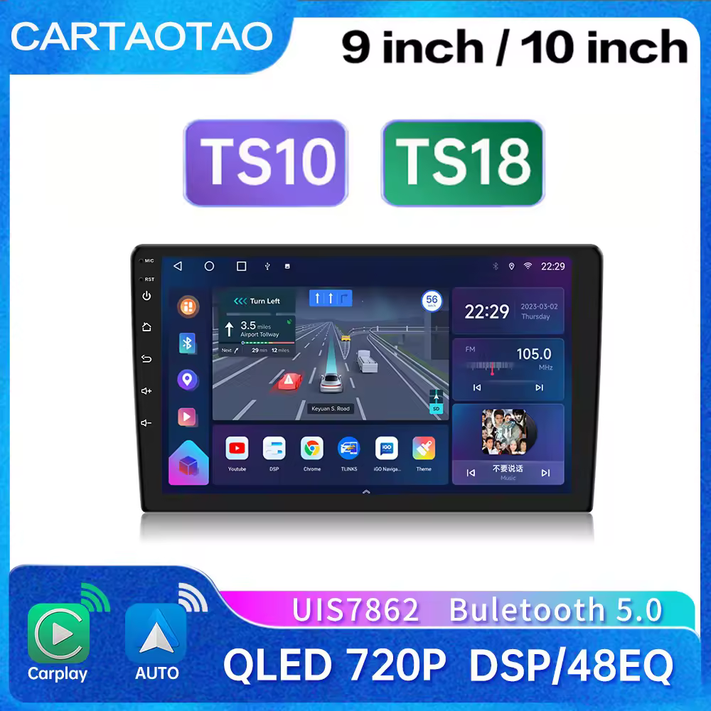 Ts10 אנדרואיד 2din 11 9/10 רכב gps wifi carplay נגן מולטימדיה עבור toyota vw היונדאי קיה ניסן הונדה