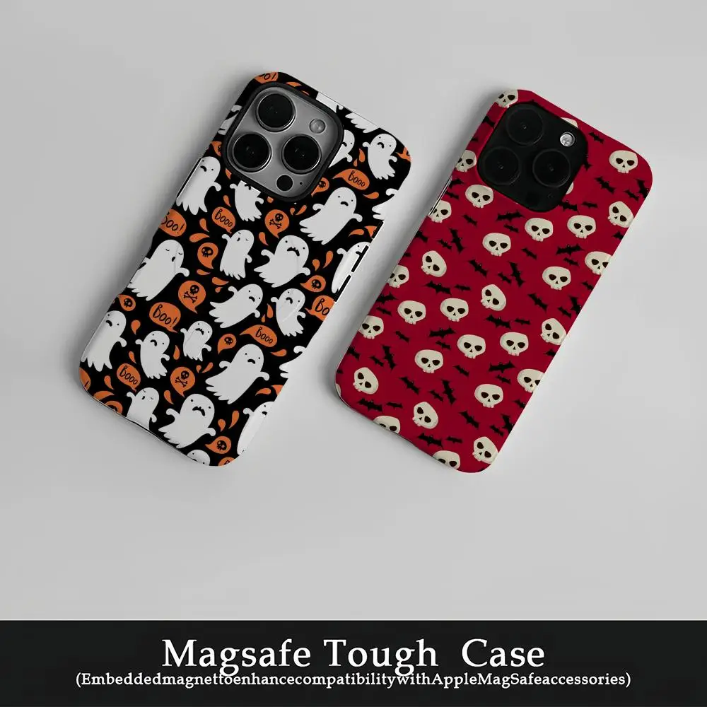 

Halloween Pattern Phone Case Film Korean INS for iPhone 16 15 14 13 12 11 Pro Max Plus Luxury Magnetic Double-layer Cover