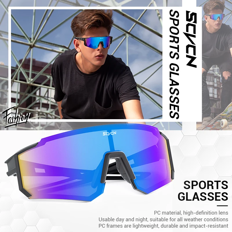 SCVCN Sports Sunglasses Men Women  Bike Cycling Glasses Windproof UV400 Outdoor Riding Eyewear Fishing Windproof Goggles