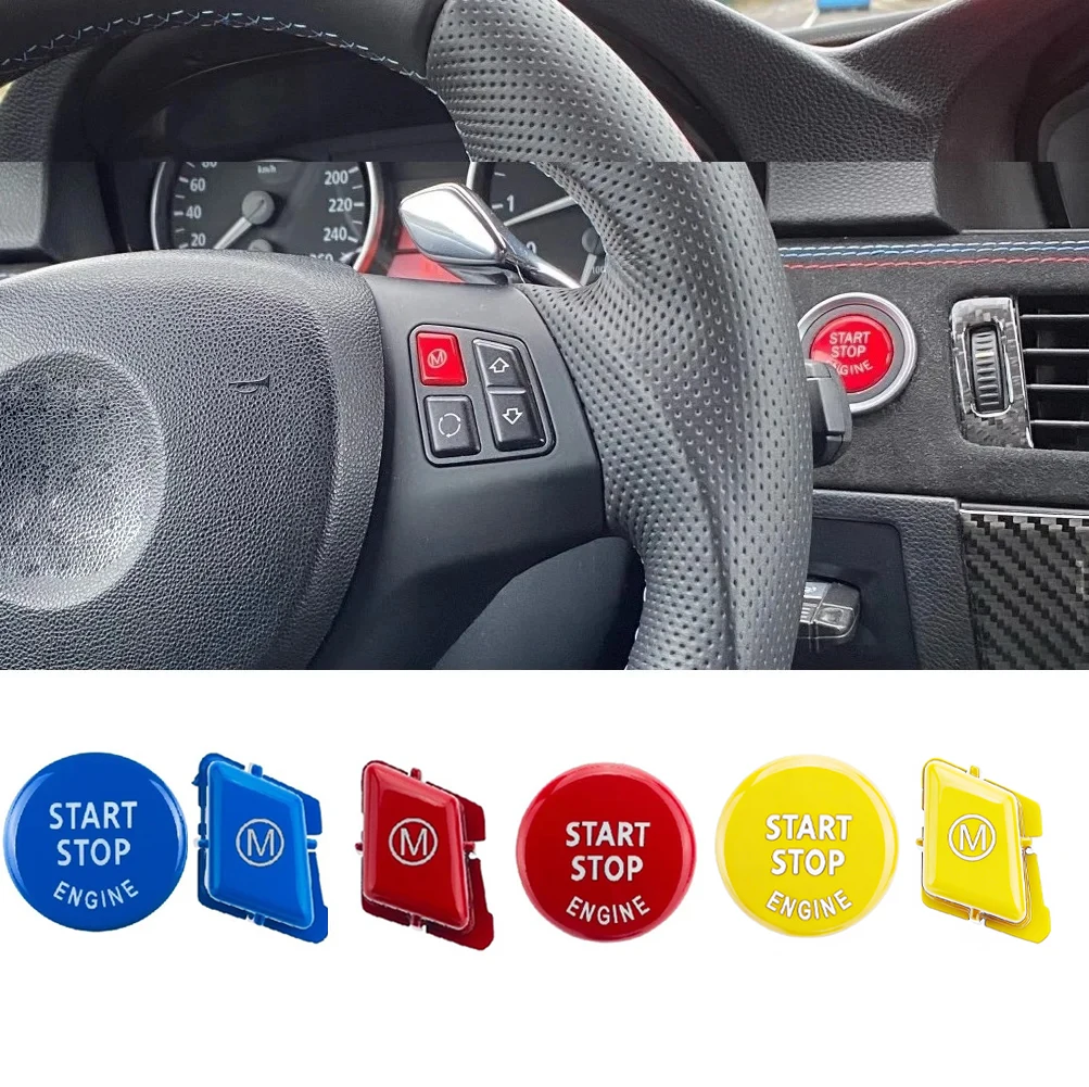 Car Steering Wheel M Alphabet Mode & START Stop Engine Button Fit For BMW 3 Series E90 E92 E93 M3 2007-2013 Replacement