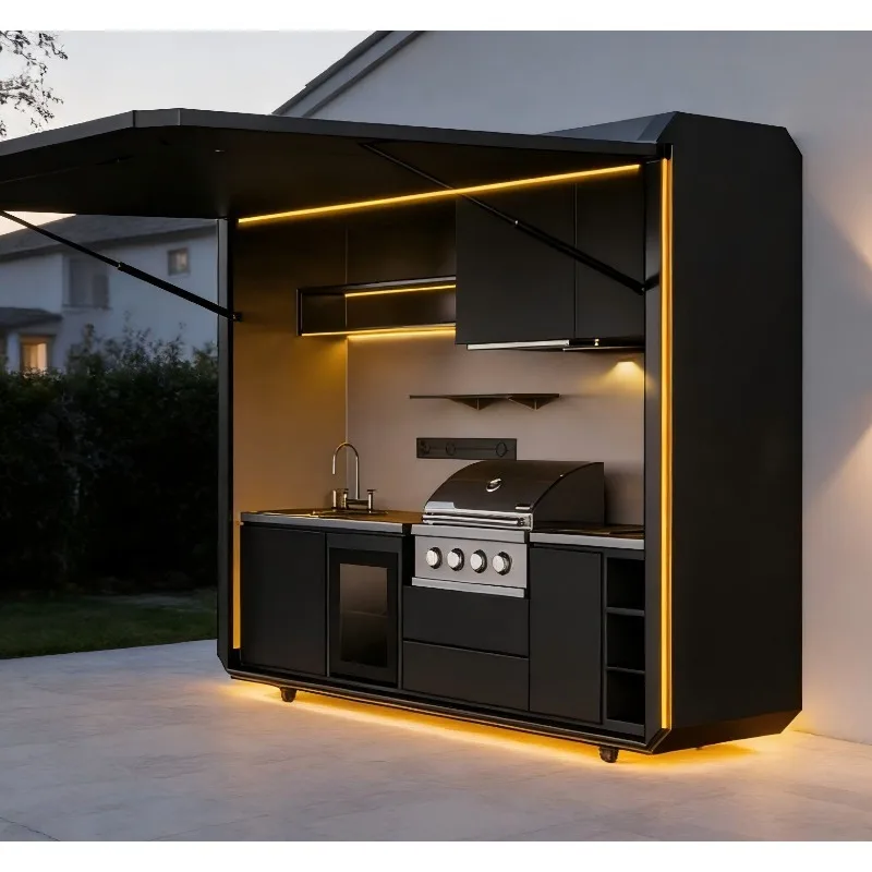 Commercial Modular Outdoor Kitchen Cabinet, Factory Direct Portable Custom Furniture for Hotel Outdoor Catering & Kitchen Layout