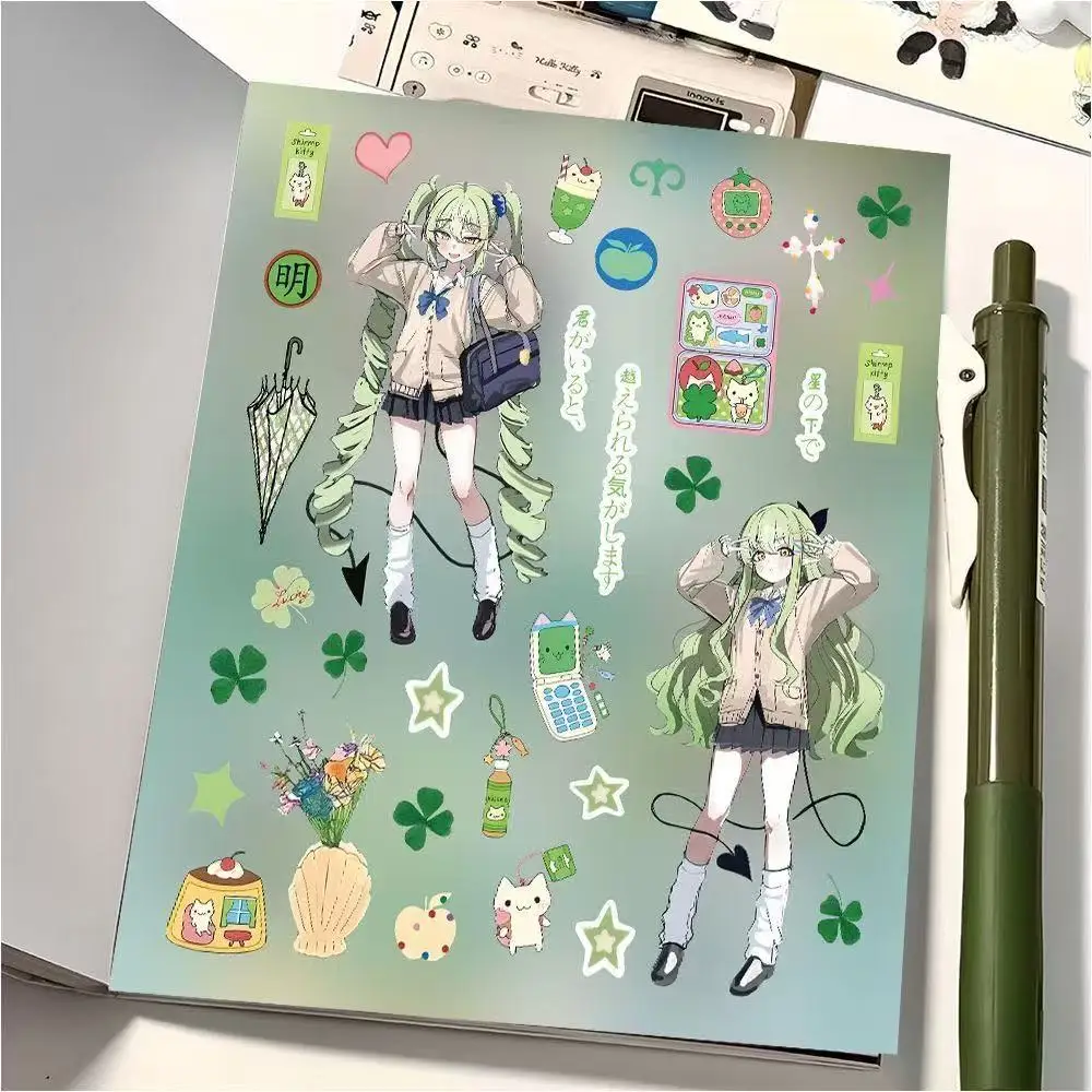 Korean Anime Girl Ins-style Vintage and Fresh Hand Journal Collage Stickers Self-adhesive Material Gift Packaging Cute Stickers