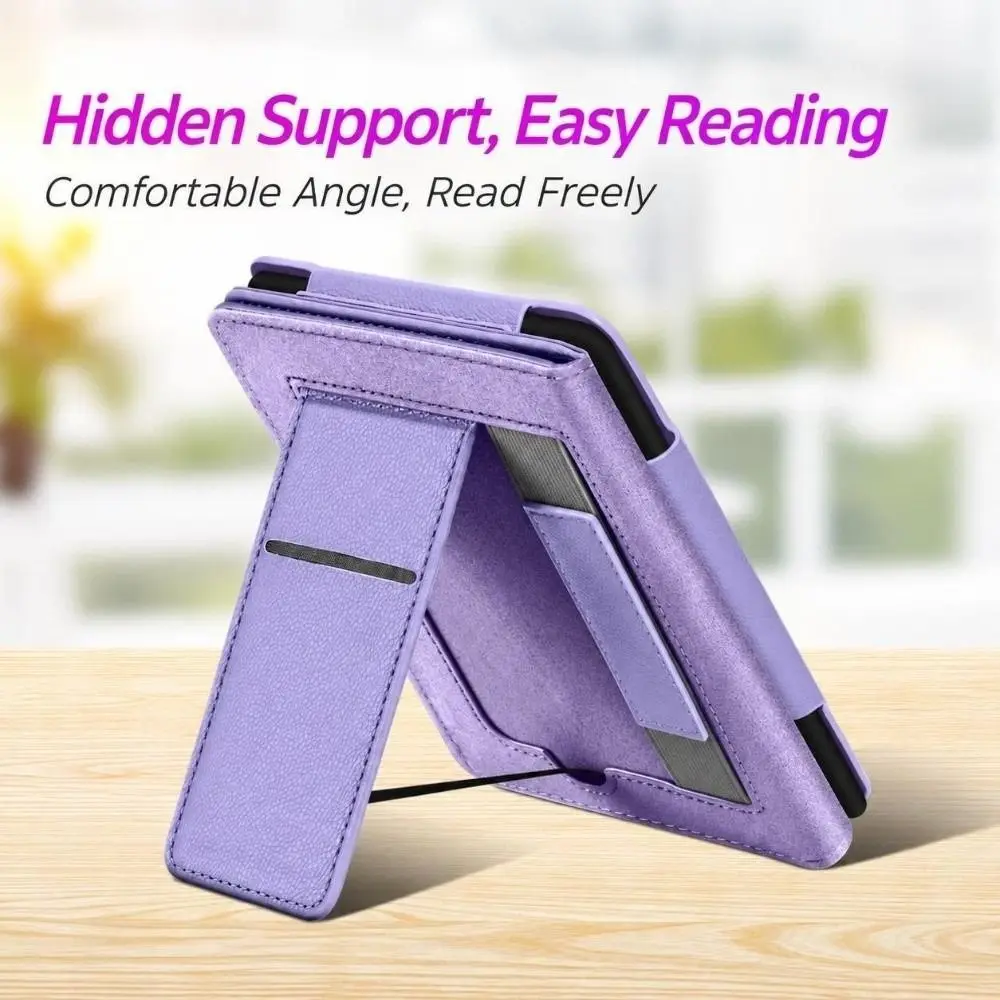 Auto Sleep Wake E-Reader Case Hand Strap Hidden Stand Folio Cover Card Slot for Kindle 11th Generation 6 Inch 2024/2022