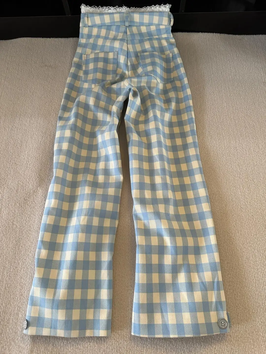 Blue checkered pants, Yamamoto trousers, women's spring, summer, autumn thin casual pants