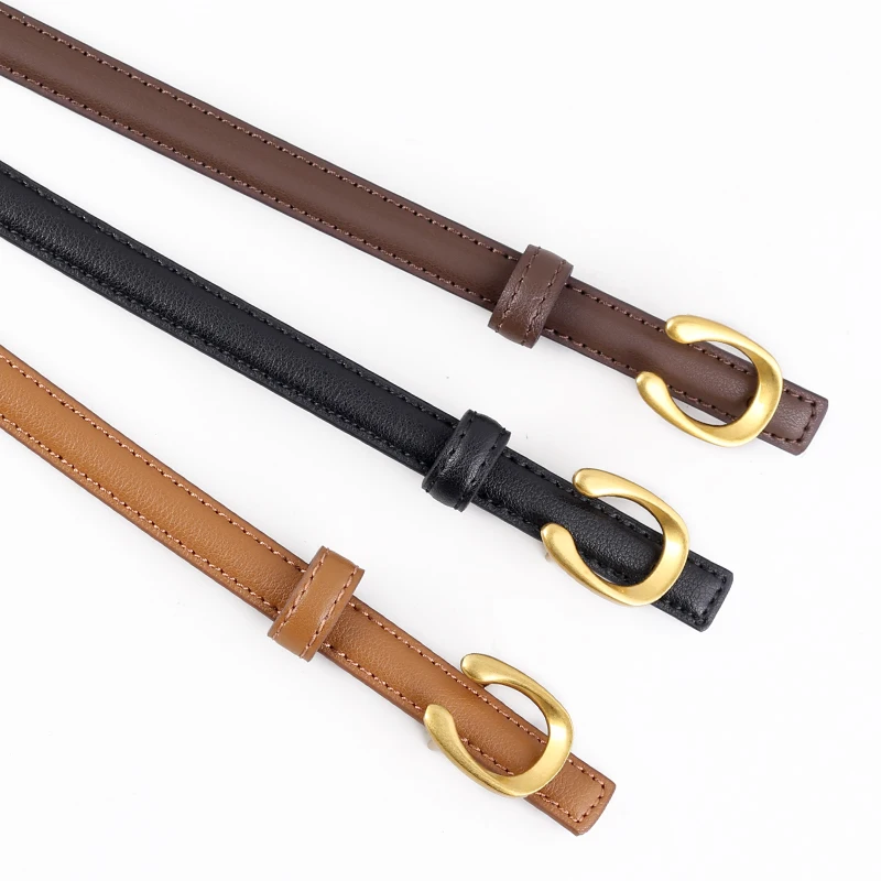 15mm Women Casual Exquisite Split Leather Belt with jeans dresses