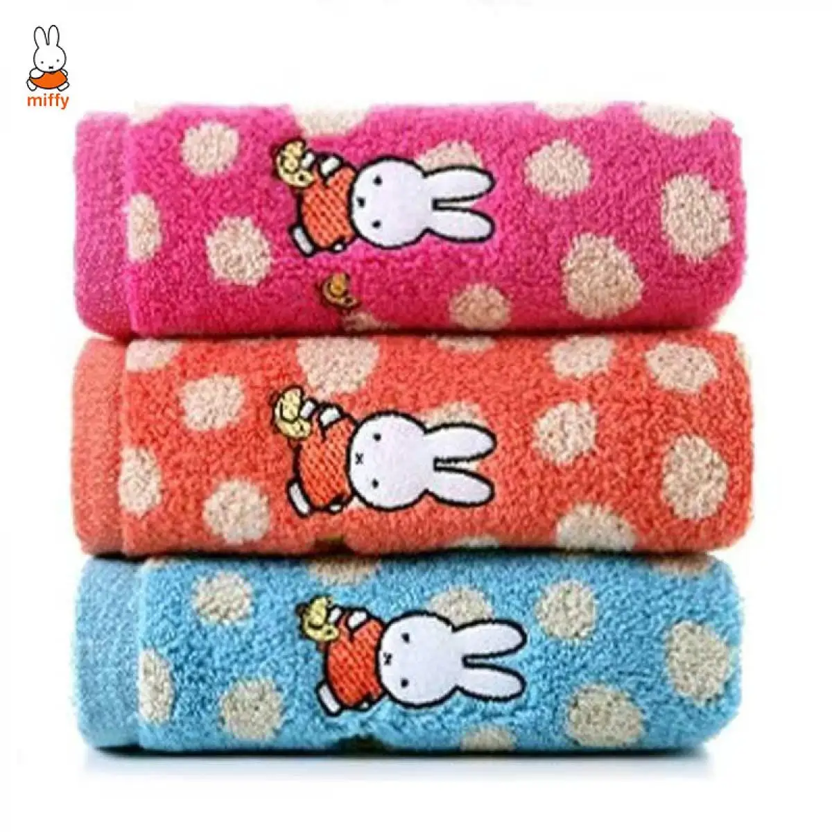 Miffy Kawaii Cartoon Pure Cotton Towel Cute Rabbit Anime Soft and Absorbent Face Towel Sweet Fringed Jacquard Towel