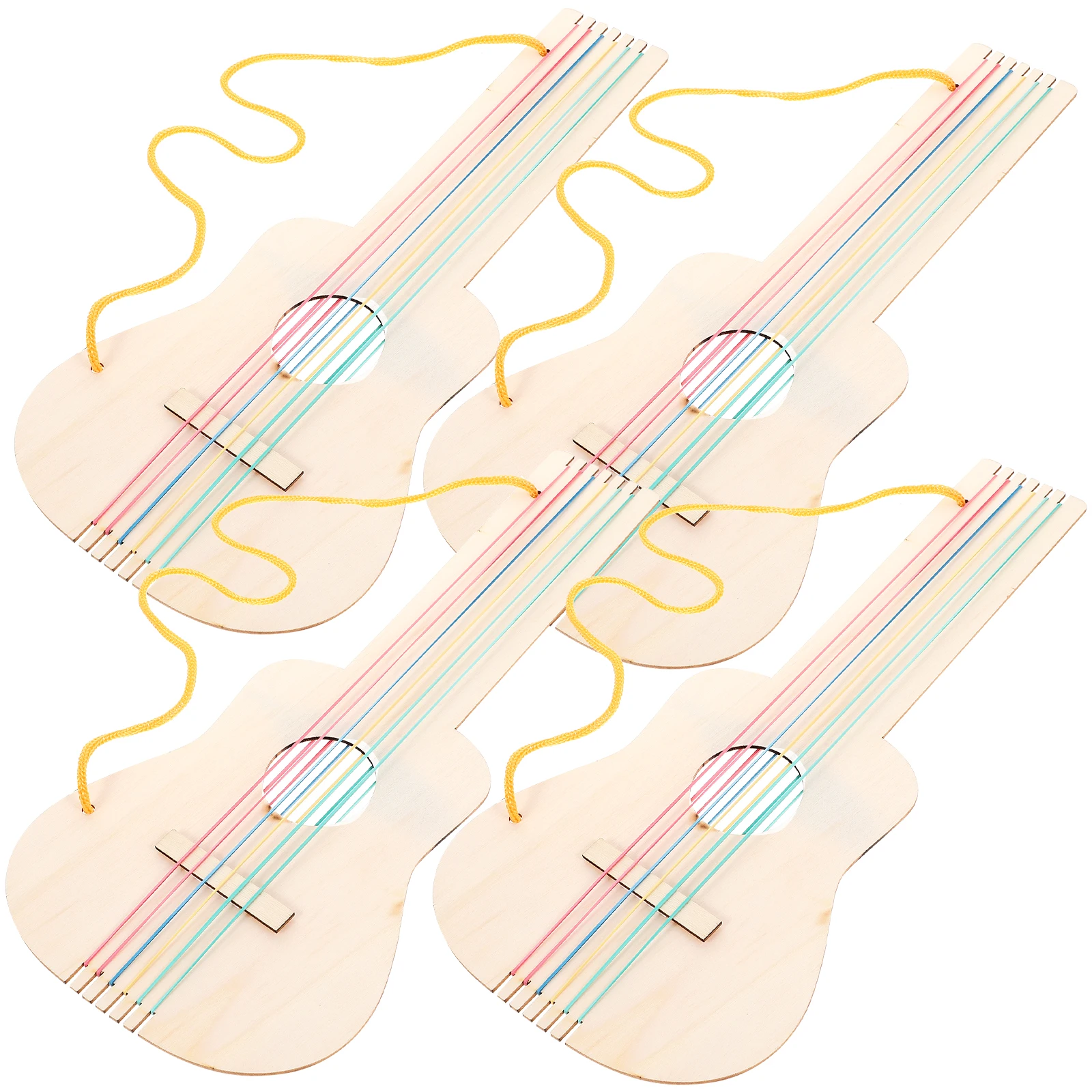 

4 Sets Children DIY Guitar Unpainted Wood Toy Musical Instruments Blank Wooden Guitars Safe Smooth Surface Creative Design Toy