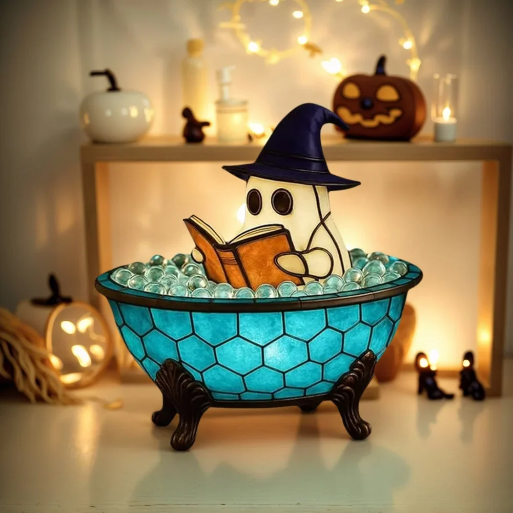 1/2X LED Halloween Ghost Bubble Bath Lamp Kleurveranderende Sfeerlicht Halloween Ghost Nachtlampje Leuke Lamp Halloween Decoraties