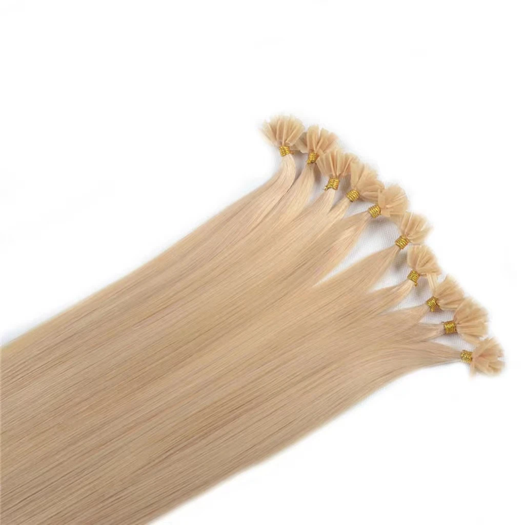 Brazilian Straight U Tip Human Hair Extension #613 Honey Blonde Pre Bonded Nail Fusion Hair Extensions Remy Keratin Hair