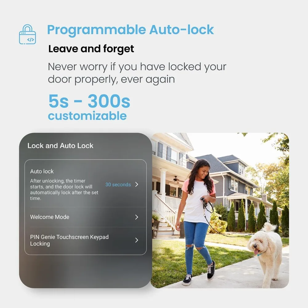 กุญแจล็อคประตูแบบดิจิตอล Secure Pro Deadbolt, ระบบล็อคอัจฉริยะแบบ Wi-Fi, ระบบเข้าออกแบบไม่ใช้กุญแจ, ระบบล็อคอัจฉริยะสำหรับทุกประเภทประตู, ระบบ PIN Genie ®   แป้นพิมพ์, เครื่องสแกนลายนิ้วมือไบโอเมตริกซ์ 3 มิติ
