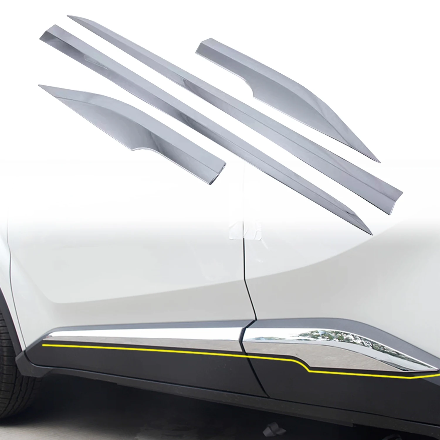 

For Toyota C-HR CHR 2016-2023 Chrome Exterior Side Door Body Molding Strip Decorative Cover Trim ABS Car Accessories 4pcs4pcs