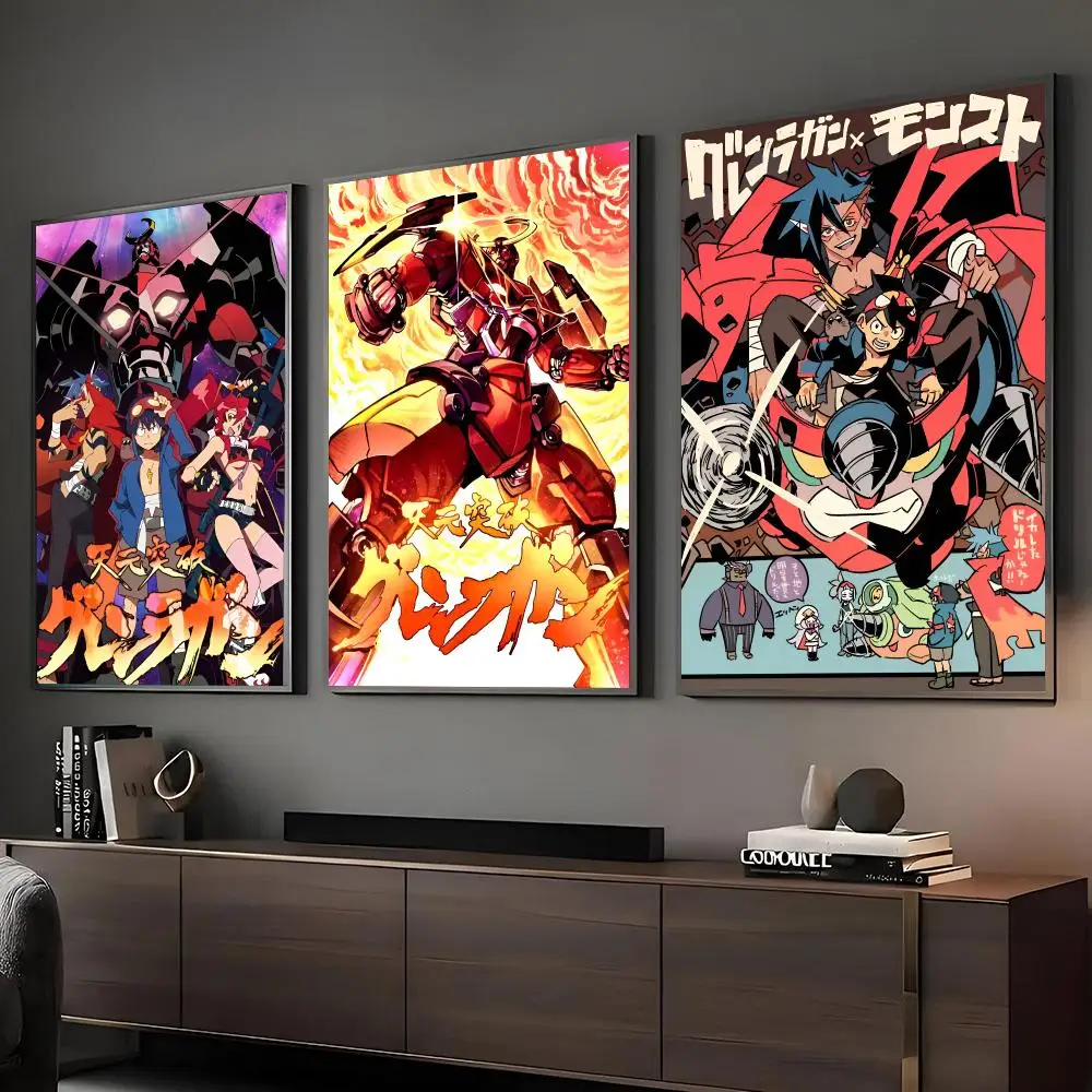 Tengen T-Toppa Gurren-Lagann Poster Poster HD Self Adhesive Waterproof Wall Art Ideal For Home Office Dorm Bedroom Great Gift