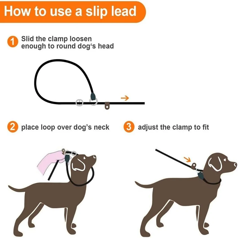 Dog Leashes Dog Slip Lead Dog Training Leash Strong Heavy Duty Braided No Pull Training Lead Leashes for Small Medium Large Dogs