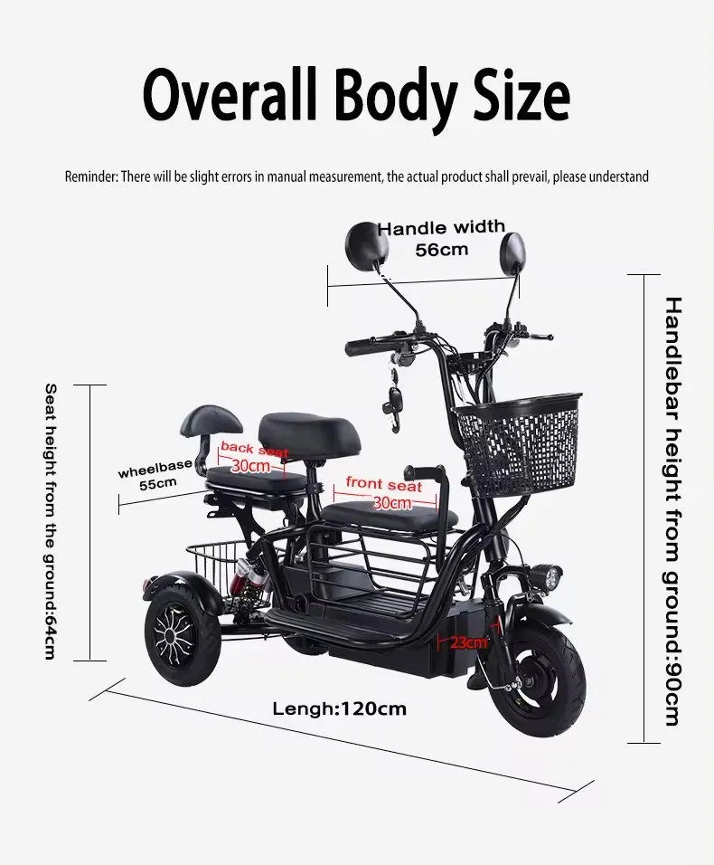 Electric three wheeler scooter electric trictcles  three-wheel cargo  for adults