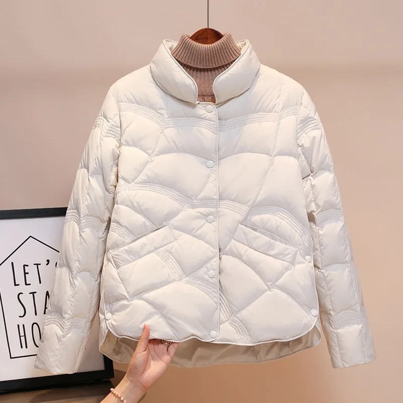 Xiangyun fashion stand collar women's down jacket fashion short large size high-end popular women's white duck down jacket