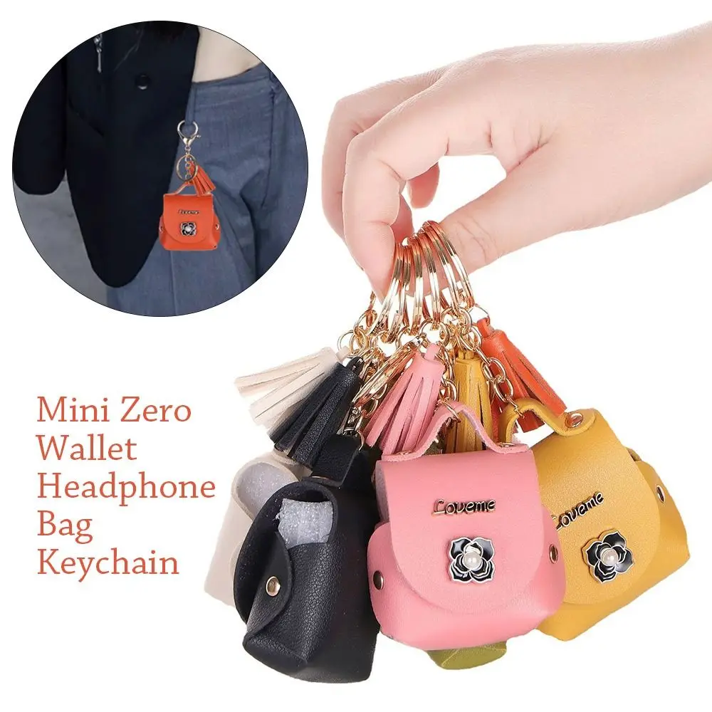 Soft Leather Housekeeper Keychain Coin Wallet Pouch Cute Coin Purses Mini Portable Storage Bag