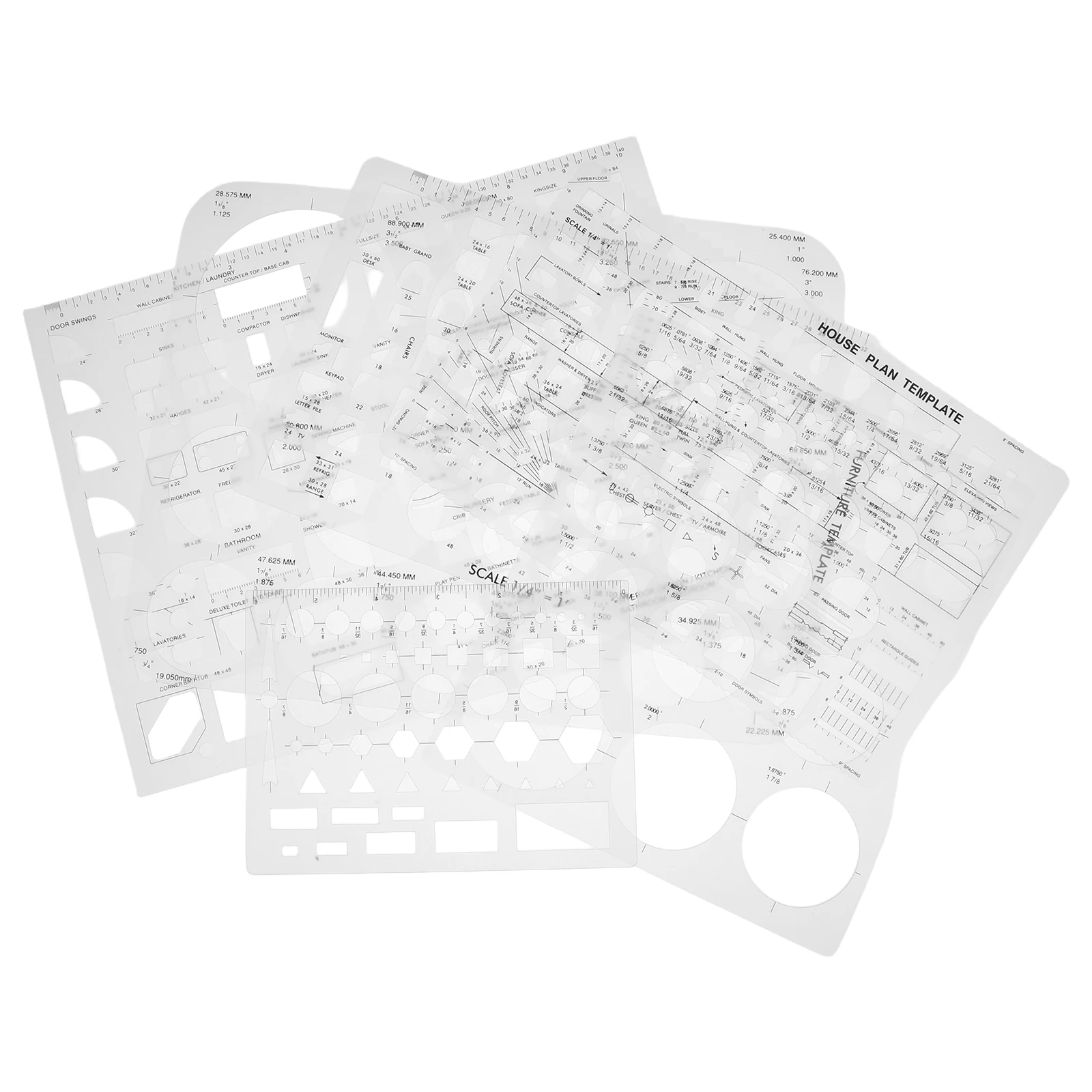 6 Pcs Geometric Templates for Drawing Hollow Design Circular Oval Square Triangular Shapes Sturdy Material Planning