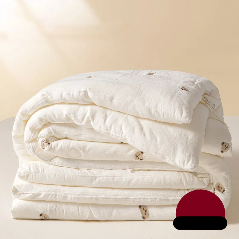 Double-Layer Yarn Soybean Fiber Quilt for Summer Skin-Friendly Lovely Printed Thin Comforter Comfort Quilted Duvet for Home Dorm