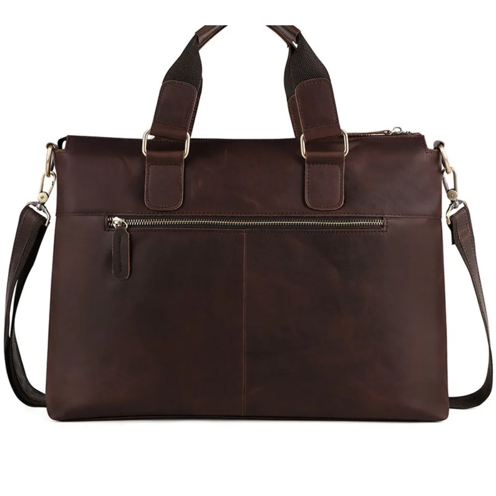 Leather Men's Premium Handbag Retro Shoulder Bag Versatile Fashion Business Computer Handheld Briefcase Versatile Simple High
