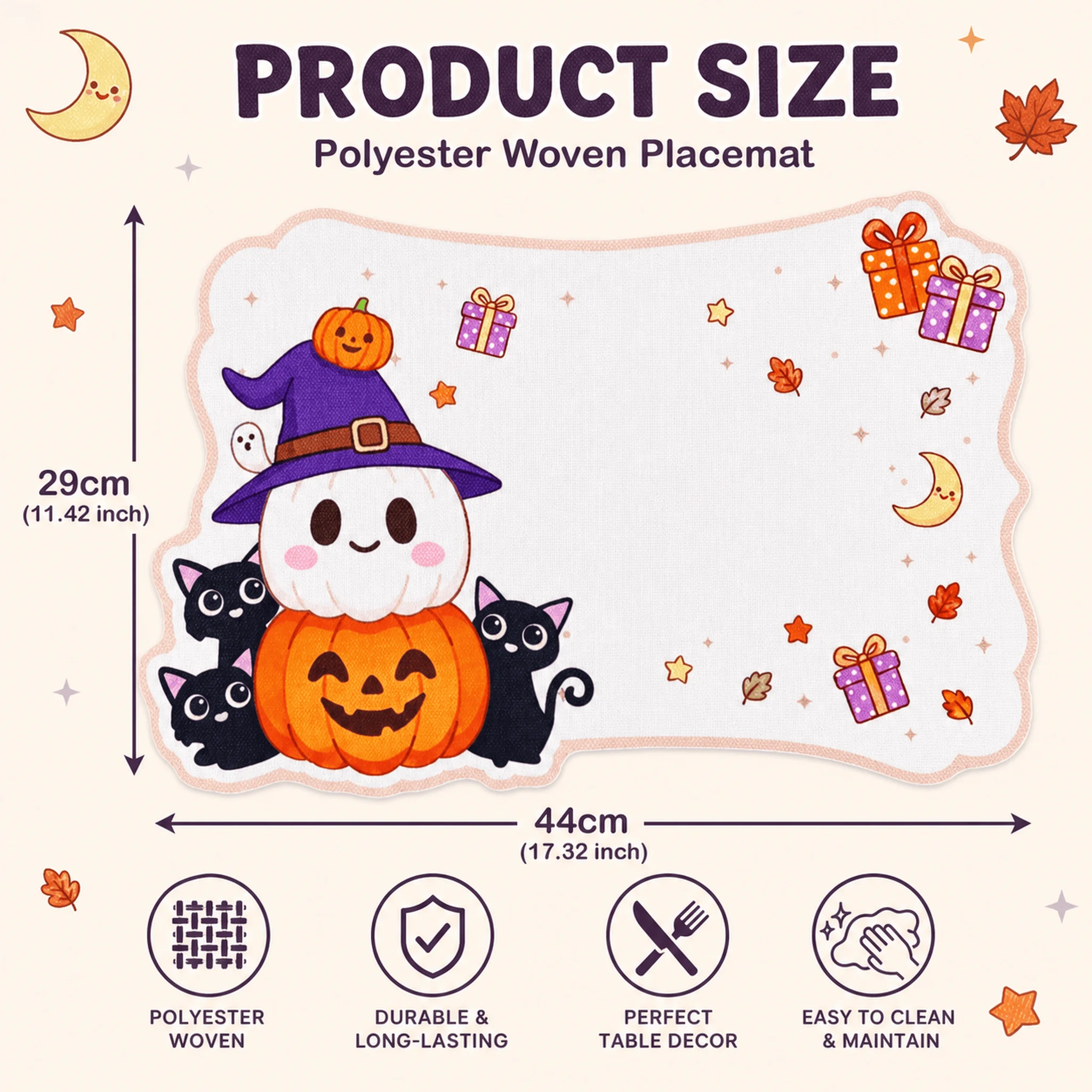 1/2/4pcs Halloween placemats with irregular wavy edges; Suitable for family dining tables and holiday parties