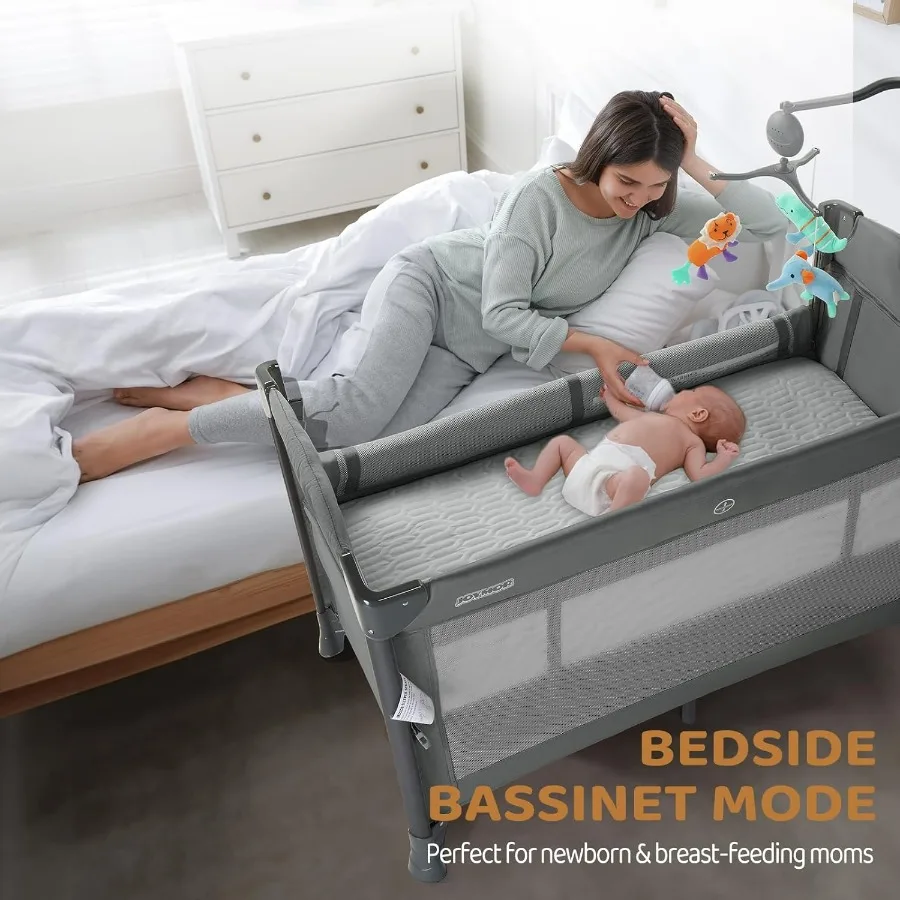 Letto da viaggio portatile e pieghevole rapidamente con ruote e freno per neonati Convertible Pack n Playpen con borsa per il trasporto Ideale per