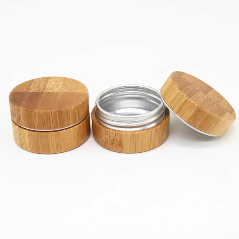 Wholesale 5g 10g 15g 20g 30g 50g 100g Cosmetic skincare packaging aluminium bamboo jar with aluminum inner