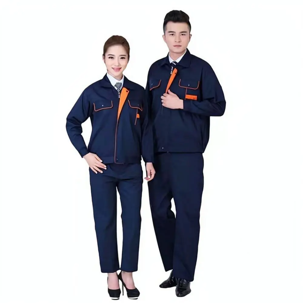 Mens Workwear Uniform Set Durable Long Sleeve Jacket Trousers Industrial Mechanic Repair Utility Protective Safety Wear