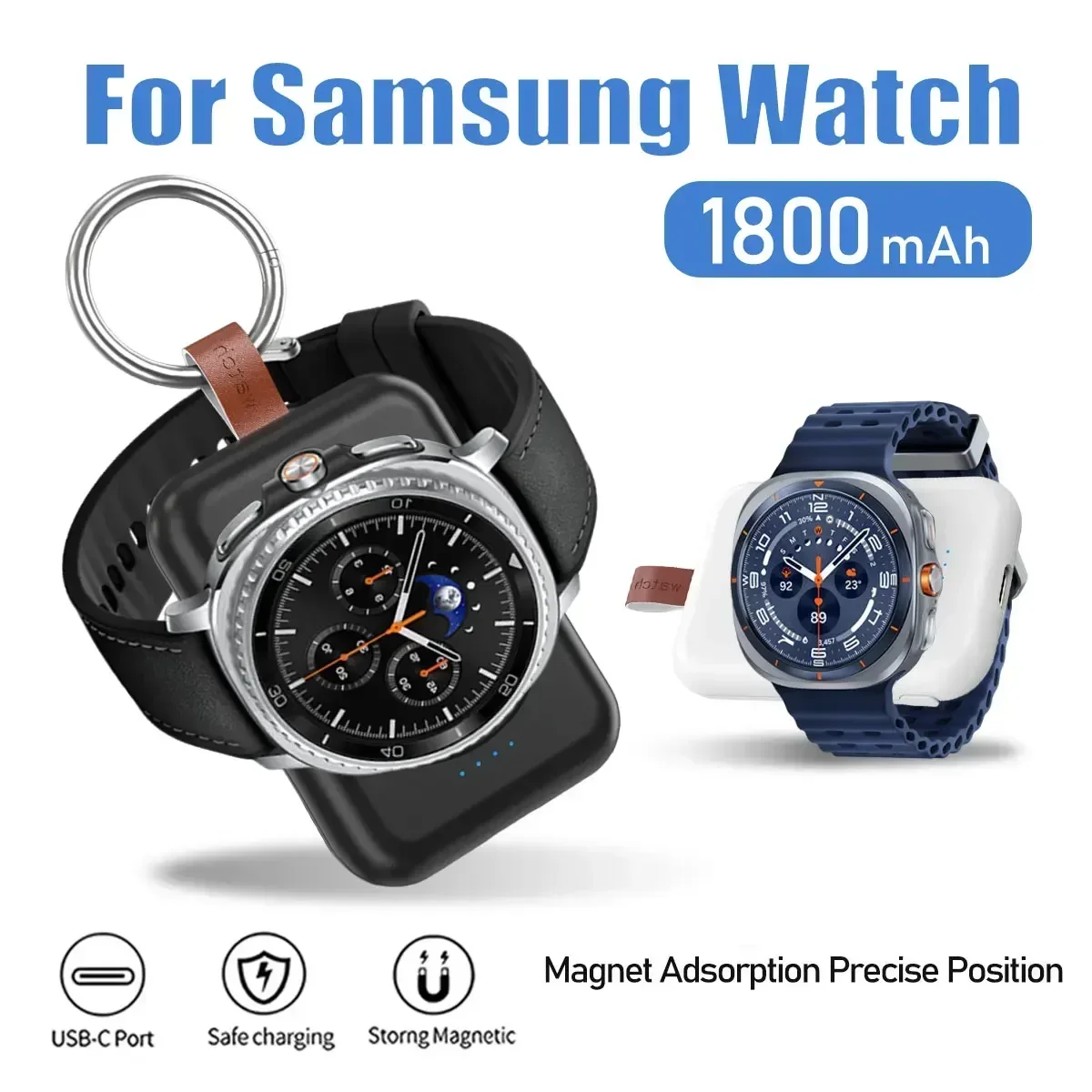 Magnetic USB Type C Watch Wireless Charger for Samsung Galaxy Watch Ultra/Watch8/7/Classic/4 Pro/3/Active Fast Charging