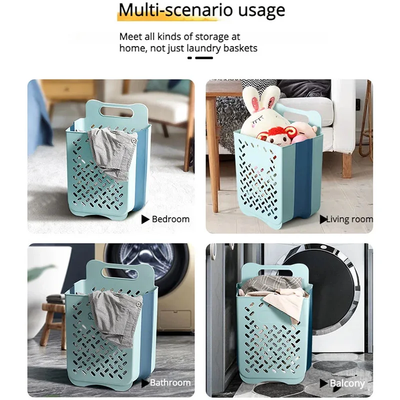 Foldable Bathroom Laundry Basket Large Capacity Punch-Free Wall-mounted Dirty Clothes Organizer Household Put Clothes Organizer