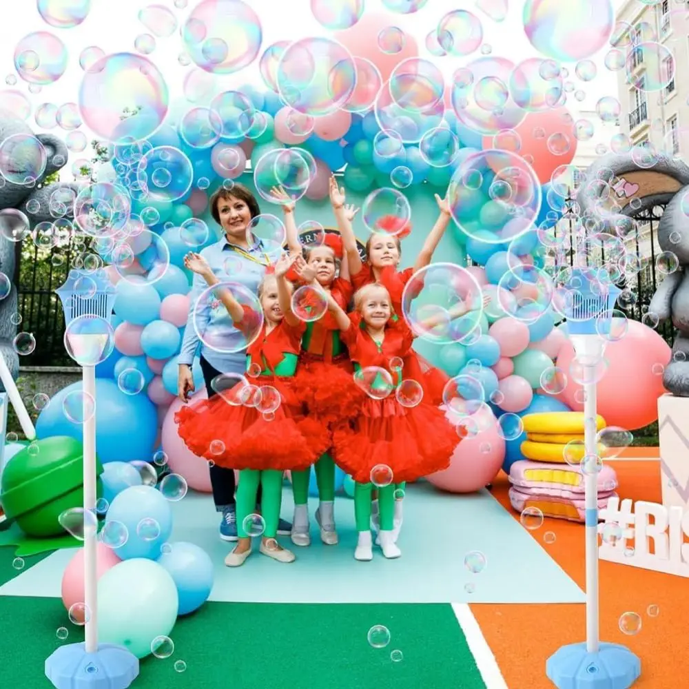 New Rechargeable Bubble Maker Automatic With Stand Bubble Torch With Night Light And Music Bubble Garden Lamp for Wedding