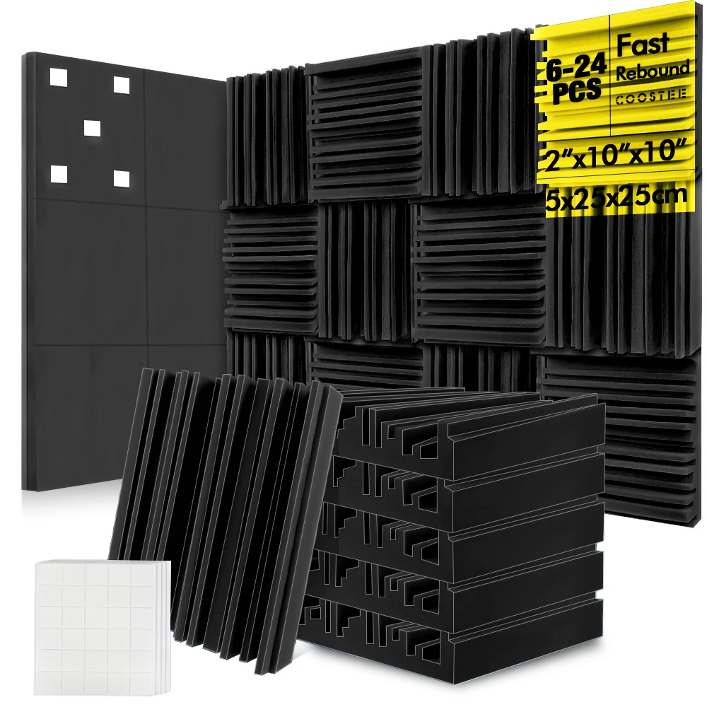 12pcs Acoustic sound insulation sponge foam board is used for room interior office to block noise wall decoration sponge studio