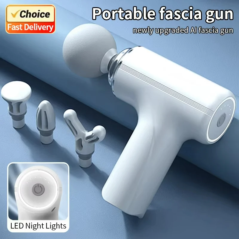 

Portable AI Fascial Massage Gun Percussion Massager Body Relaxation With 4 Replaceable Massage LED Night Light