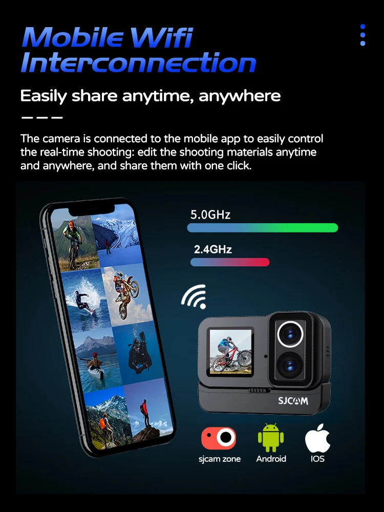 Dual Lens Action Camera 4K Ultra HD Night Vision Front Rear Touch Screen OIS Loop Recording Outdoor Sports Cycling Dash Cam​