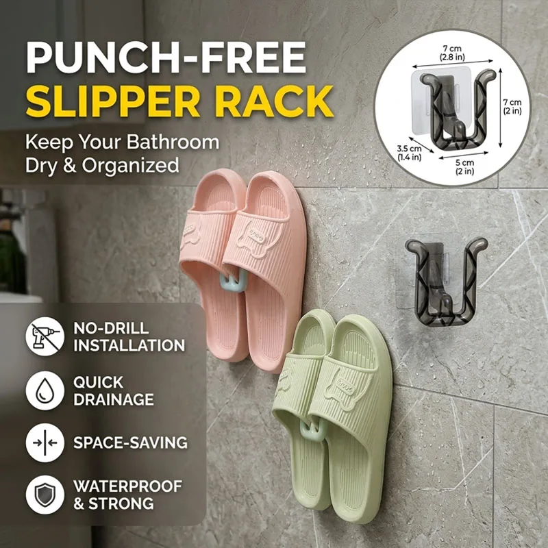 Wall Mounted Shower Slipper Holder No Drilling Adhesive Drainage Rack Simple Hanging Organizer for Bathroom Toilet Dorm