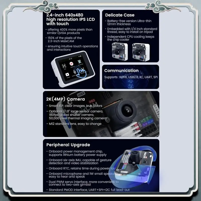 

Premium Maixcam Pro RISC-V AI Development Board NPU Vision Camera Lmage Processing Audio Yolo Contest Camera