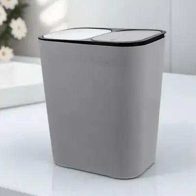 

Dual Compartments Trash Can Dry Wet Classified Garbage Bin Kitchen Waste Container 2 Section Trash Bucket For Food Paper Tissues
