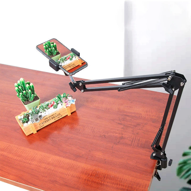 Trépied de téléphone pour appareil photo, ensemble de support de table, prise de vue aérienne, photographie, support de bras réglable pour téléphone, lampe annulaire