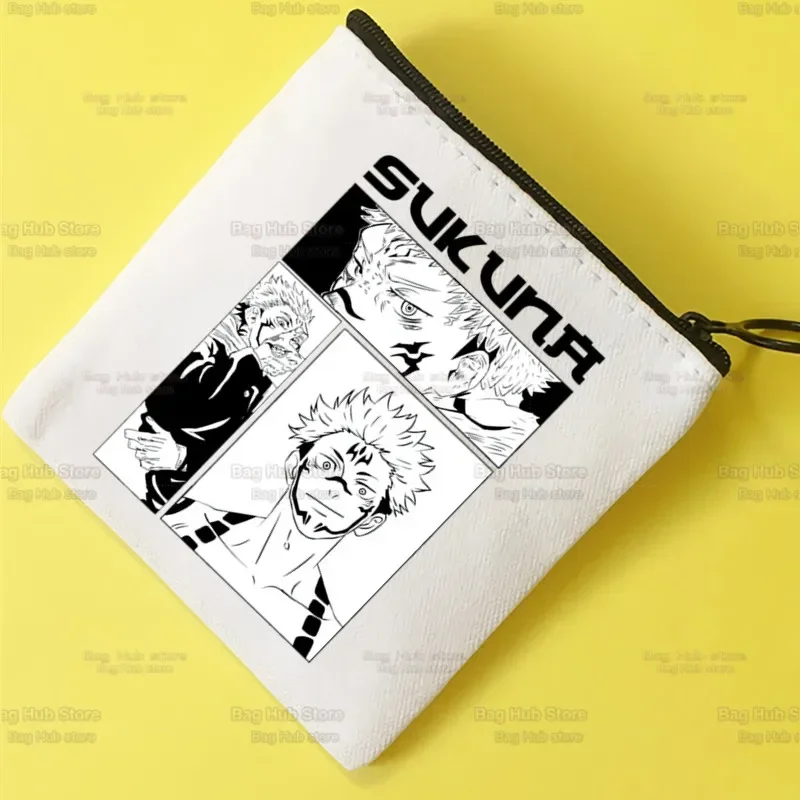 Anime Jujutsu Kaisen Gojo Satoru Yuji Itadori Canvas Coin Purse Custom Logo Storage Pouch Canvas Bag New Coin Bag Key Coin Purse