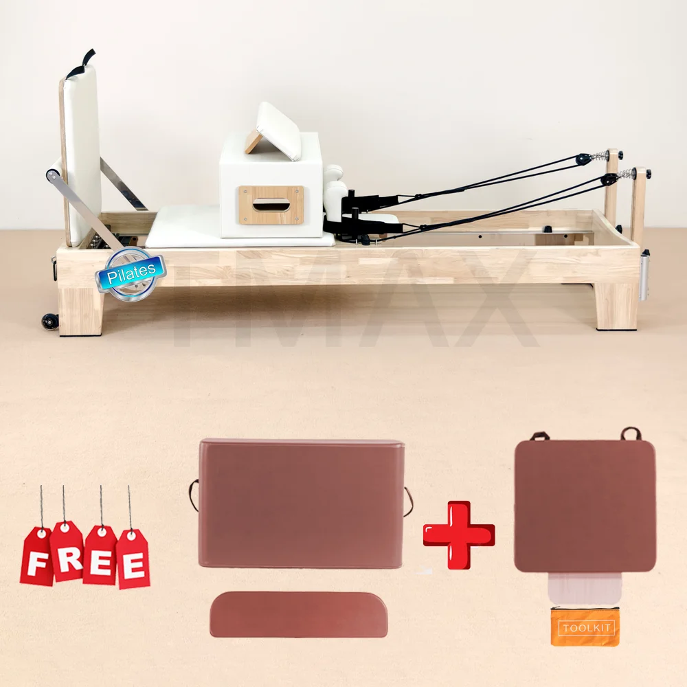 

Tmax Hot Sales Oak Wood Grey Reformer Pilates Machine Core Bed Studio Fitness Wooden Pilates Reformer Equipment