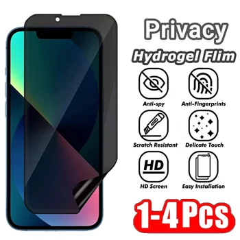 IPhone 13 için 1-4 adet Anti-Spy hidrojel Film 12 15 Pro Max 8 7 artı gizlilik ekran koruyucuları iPhone 11 14 Pro XS MAX X XR SE