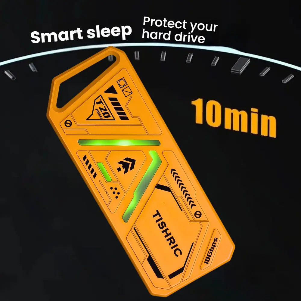 TISHRIC T20 10Gbps SSD NVME M2 Hard Drive Enclosure RGB CNC USB 3.0 To Type C Hdd Box For M.2 2230 2242 2260 2280 Hard Disk Case