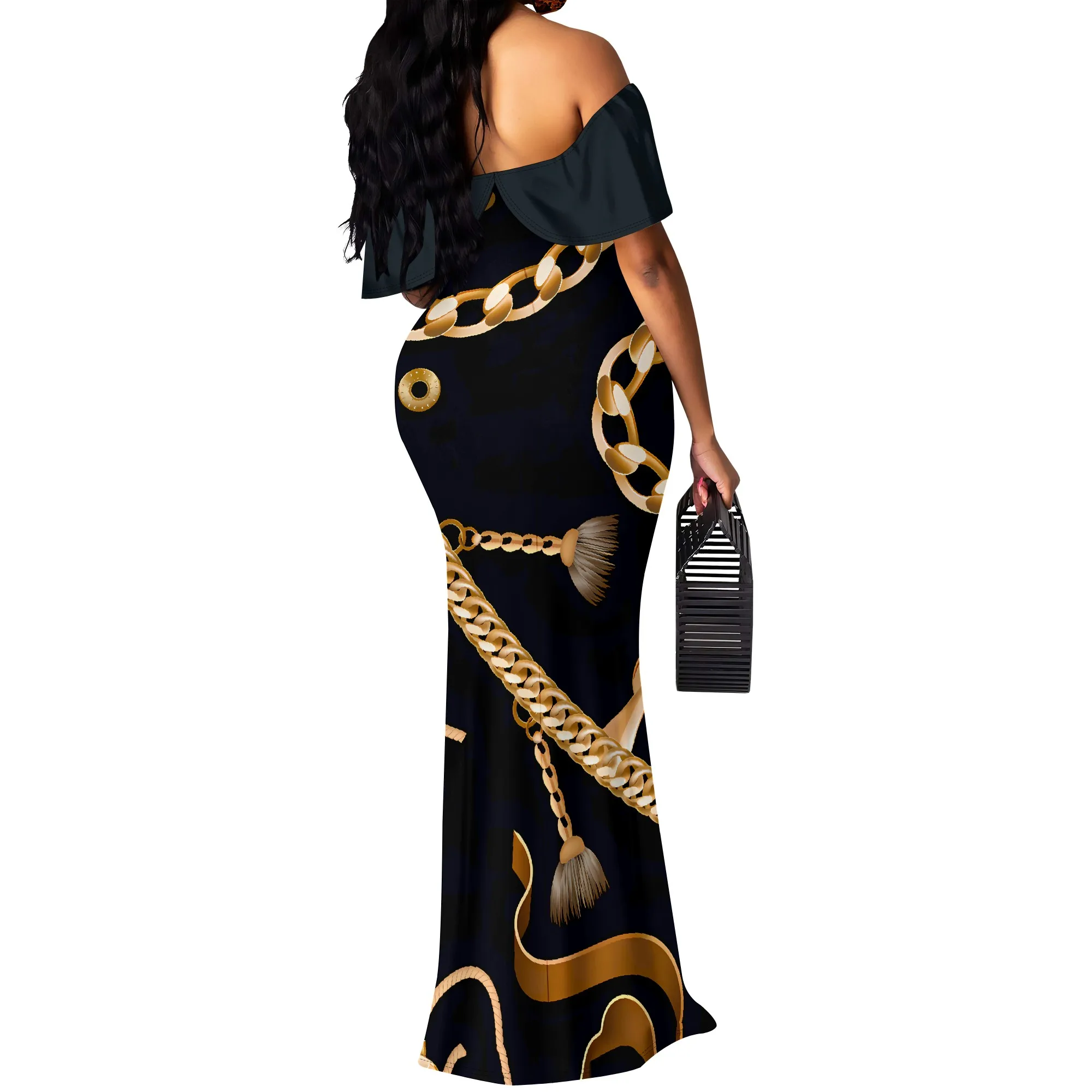 Women's Plus Size Off Shoulder Swirl Pattern Pastel Maxi Dress Elegant Spring Summer Party Dress