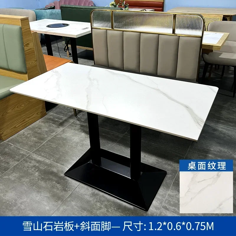 Western restaurant hot pot restaurant canteen rock slab dining table and chair combination