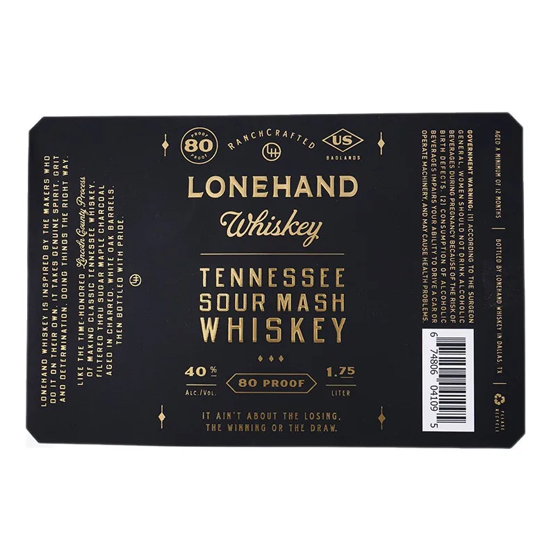 

Customized Black and Gold Foil Red Wine Whiskey Stickers with Barcode Waterproof Vinyl Matte Self Seal Wine Bottle Labels