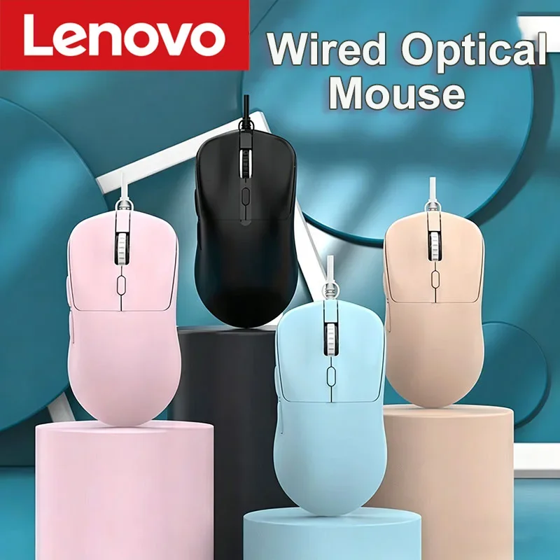Lenovo Wired Optical Gaming Mouse 6-Button Ergonomic USB Mouse with 4-Level Adjustable DPI Plug-and-Play Wired Mice PC Laptop